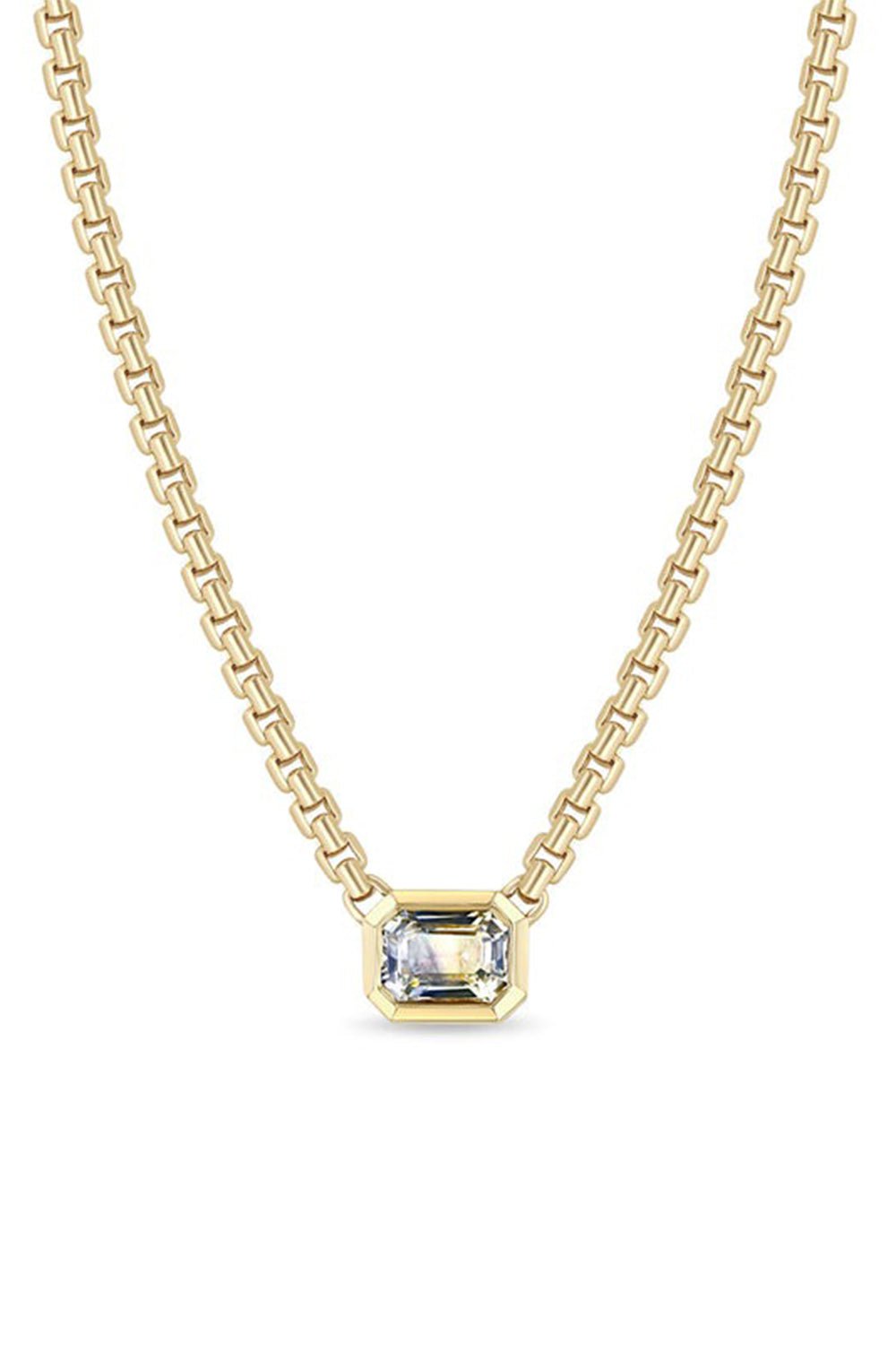 ZOE CHICCO-Sapphire Ombre Large Box Chain Necklace-YELLOW GOLD