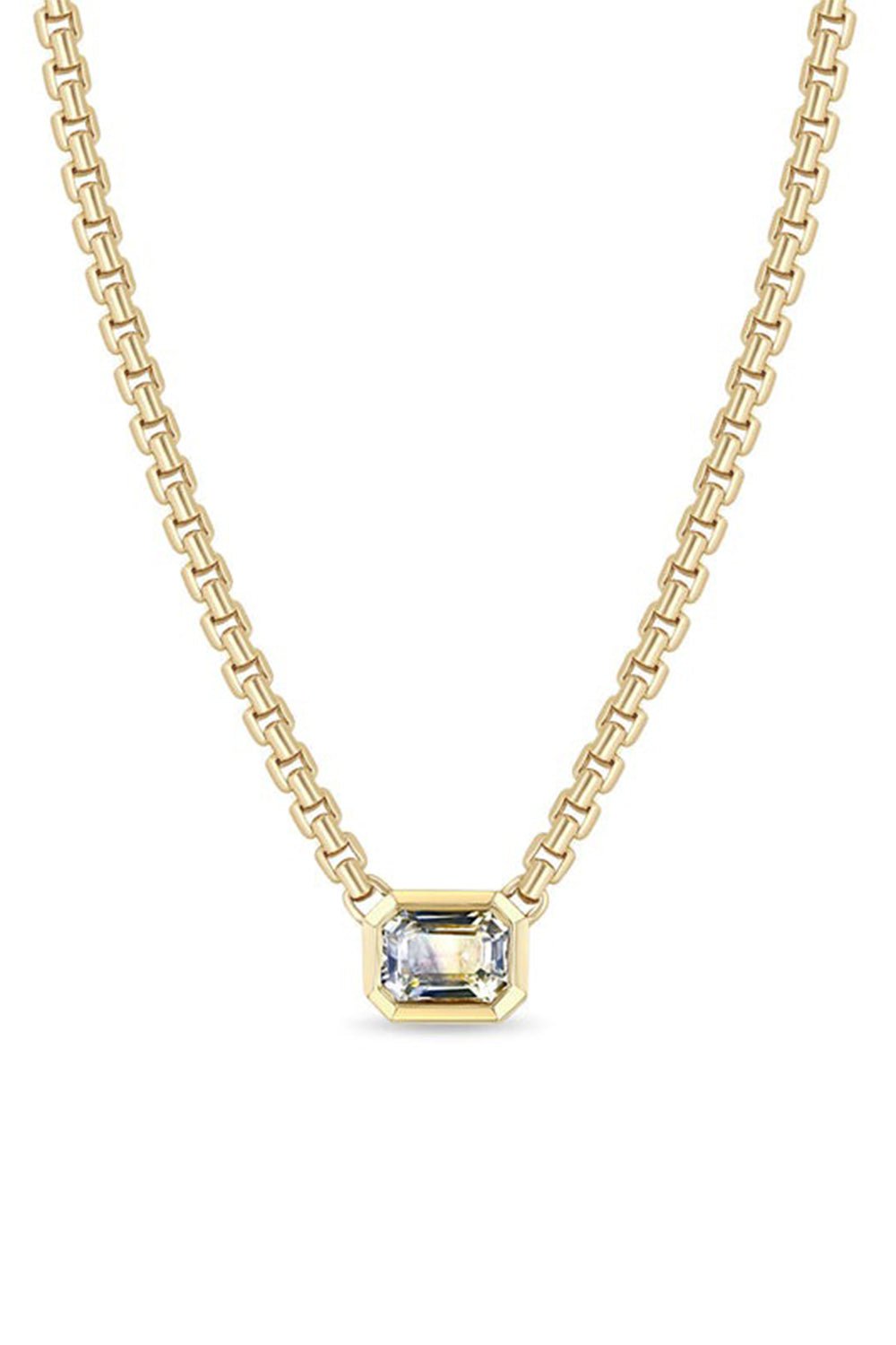 ZOE CHICCO-Sapphire Ombre Large Box Chain Necklace-YELLOW GOLD