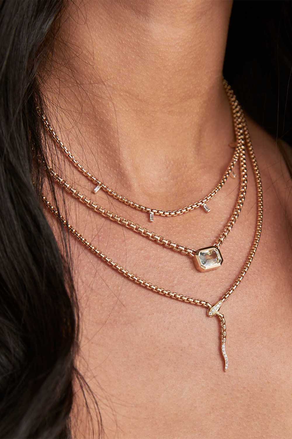 ZOE CHICCO-Serpent Box Chain Necklace-YELLOW GOLD