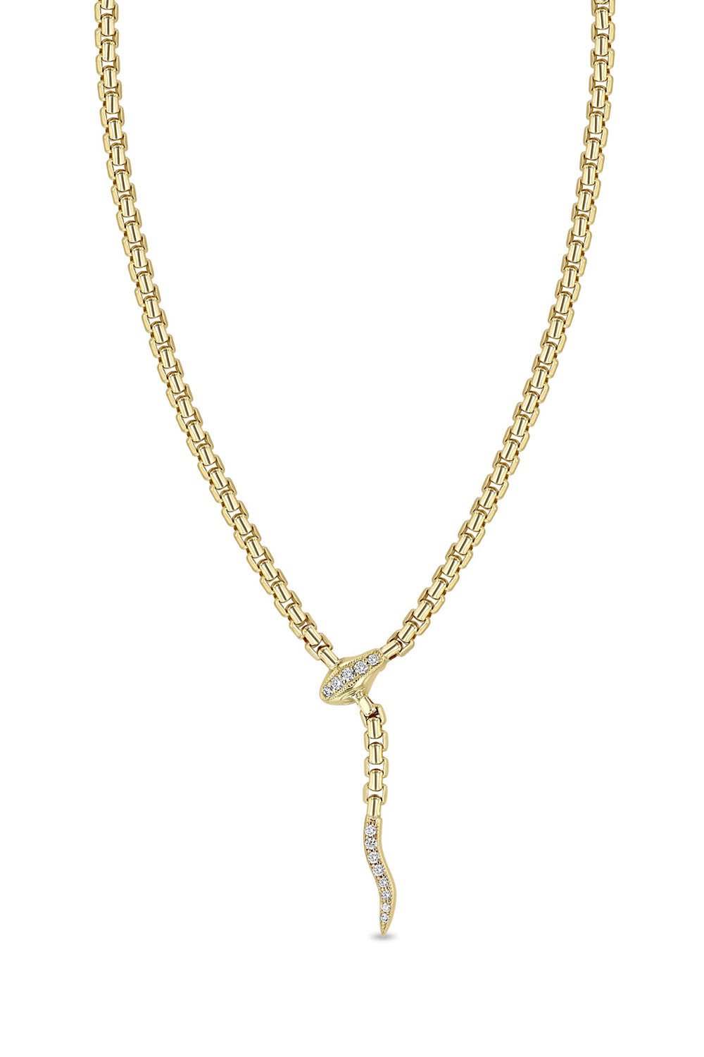 ZOE CHICCO-Serpent Box Chain Necklace-YELLOW GOLD