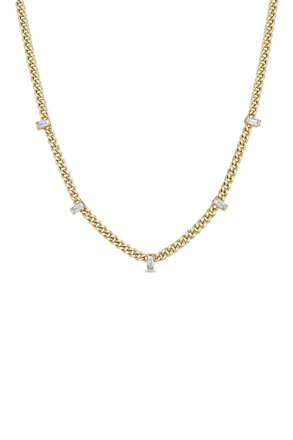 ZOE CHICCO-Small Baguette Curb Chain-YELLOW GOLD