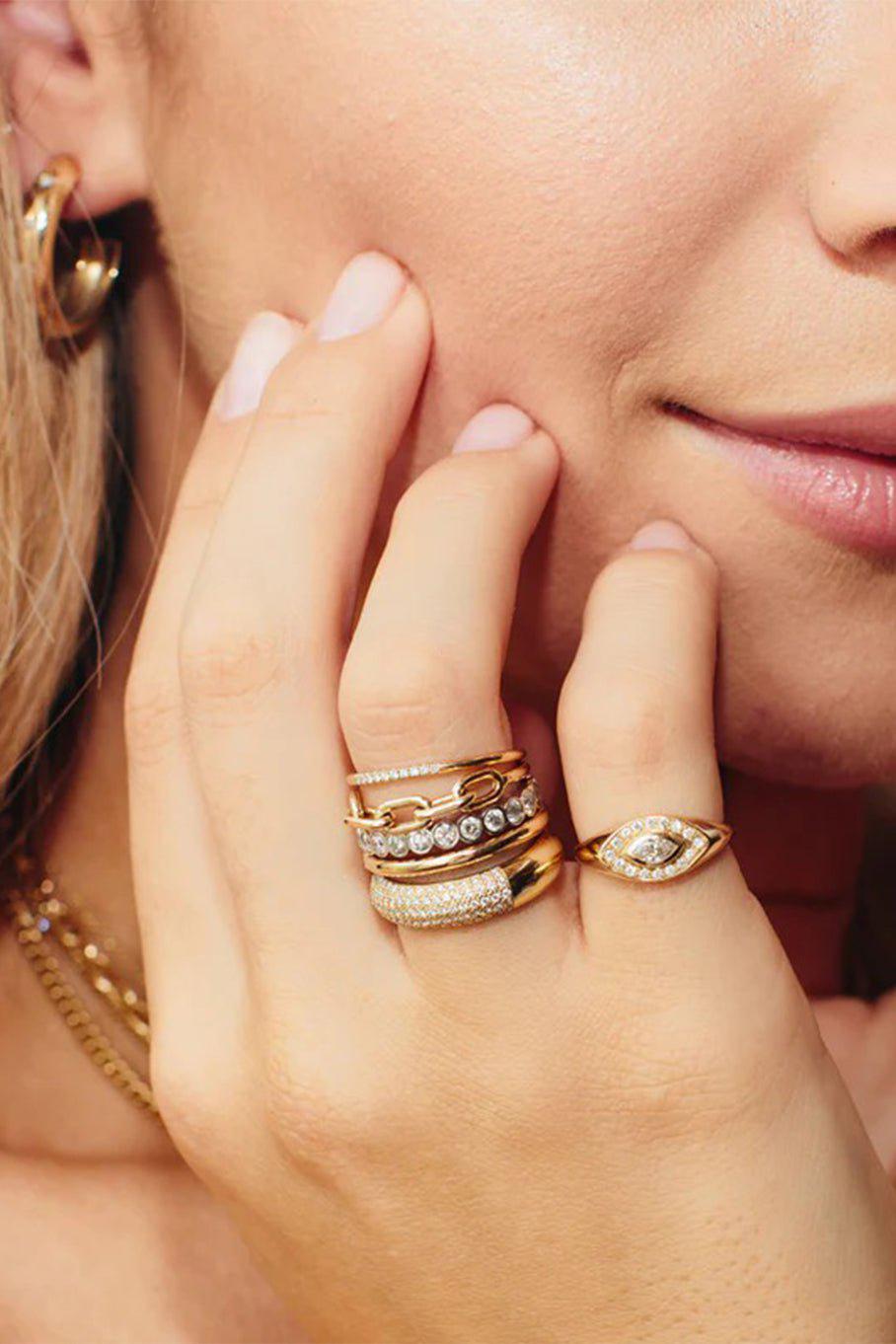 ZOE CHICCO-Diamond Eye Ring-YELLOW GOLD