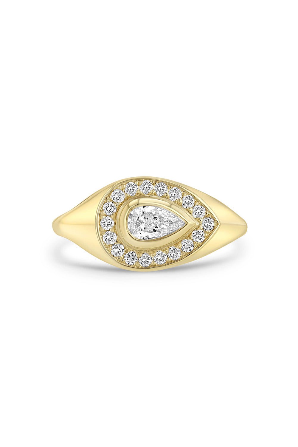 ZOE CHICCO-Diamond Halo Signet Ring-YELLOW GOLD