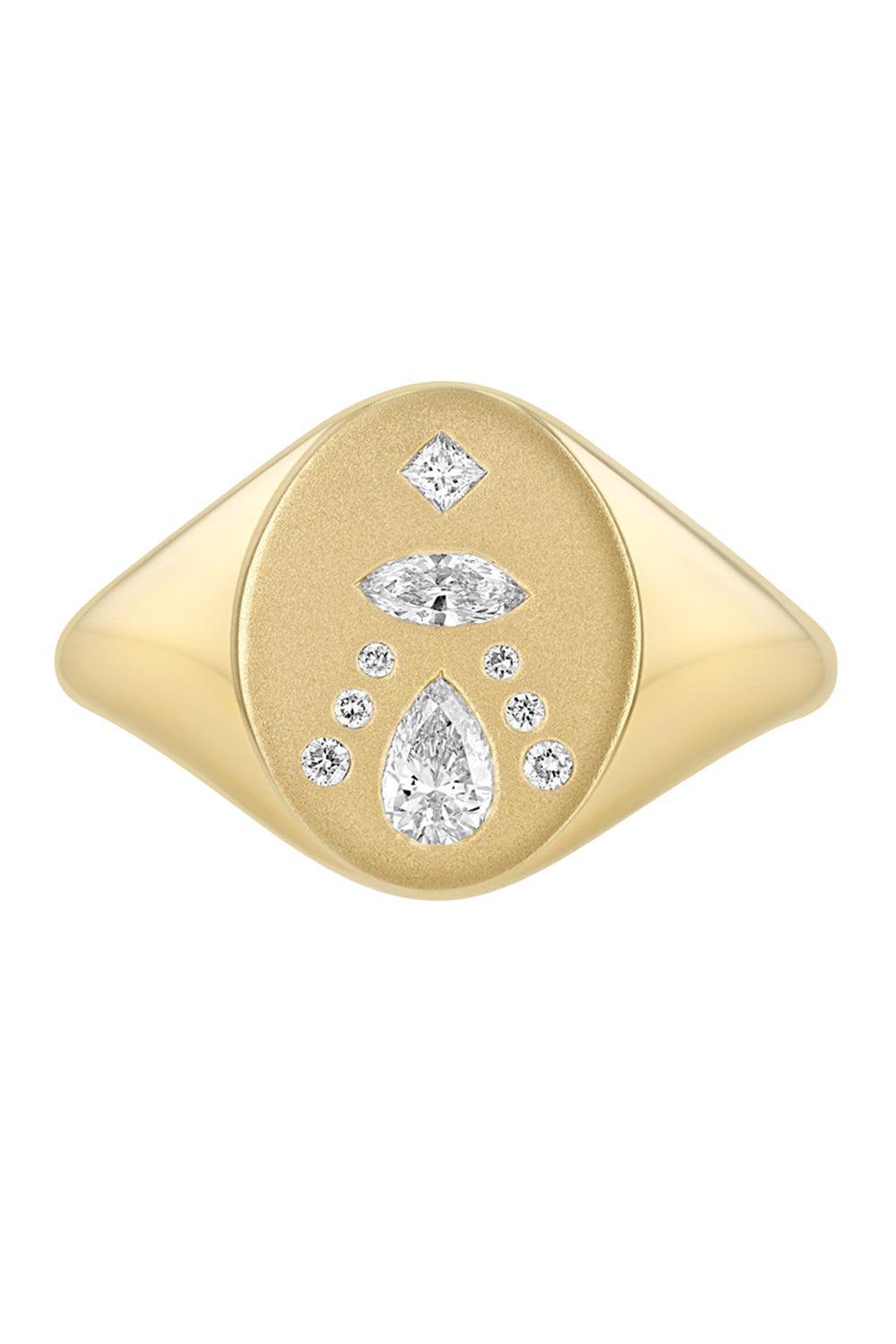 Diamond Mosaic Oval Signet Ring-YELLOW GOLD-6.5-JEWELRYFINE JEWELRING-ZOE CHICCO