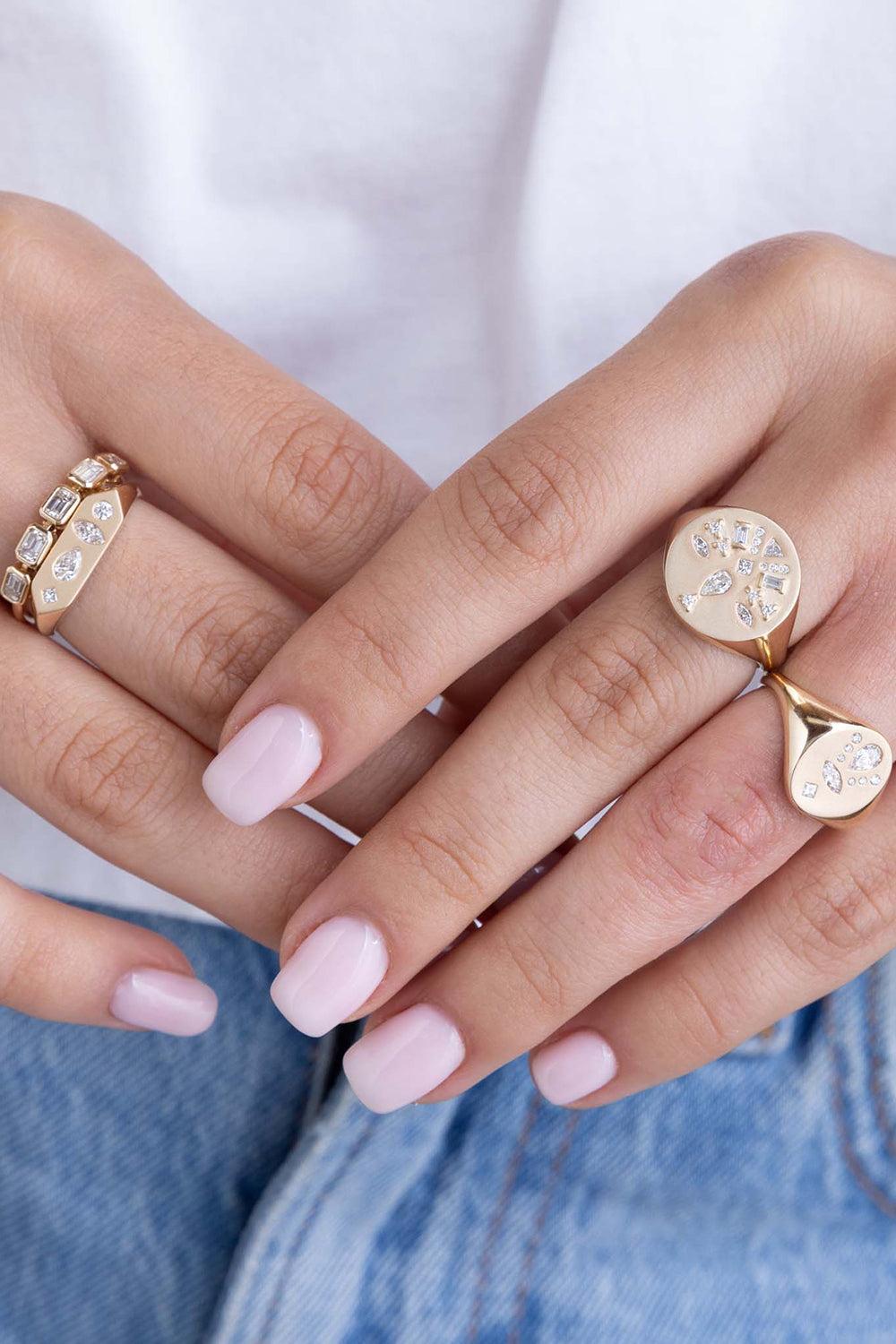 Diamond Mosaic Signet Ring-YELLOW GOLD-6.5-JEWELRYFINE JEWELRING-ZOE CHICCO