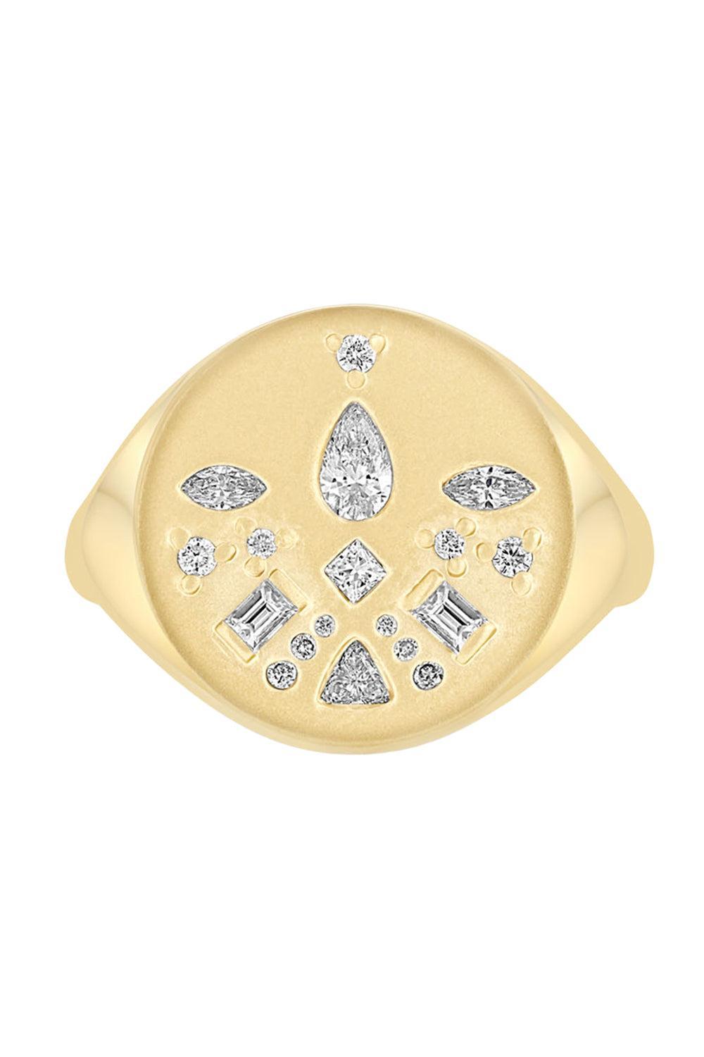 Diamond Mosaic Signet Ring-YELLOW GOLD-6.5-JEWELRYFINE JEWELRING-ZOE CHICCO