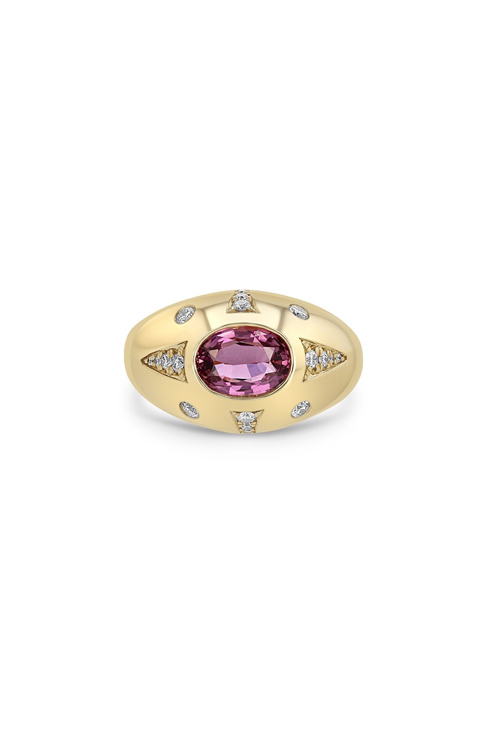 ZOE CHICCO-Pink Sapphire Diamond Signet Ring-YELLOW GOLD