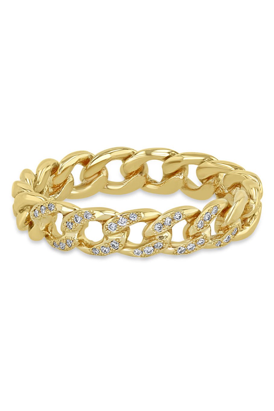 ZOE CHICCO-Diamond Curb Chain Ring-YELLOW GOLD