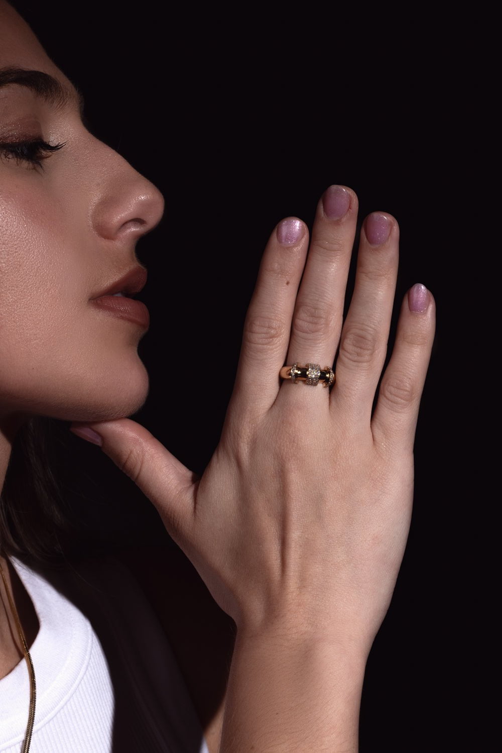 ZOE CHICCO-Door Knocker Half Round Ring-YELLOW GOLD