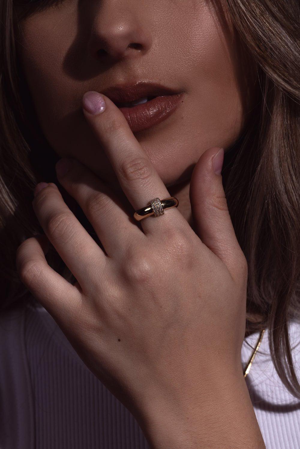 ZOE CHICCO-Door Kocker Half Round Ring-YELLOW GOLD