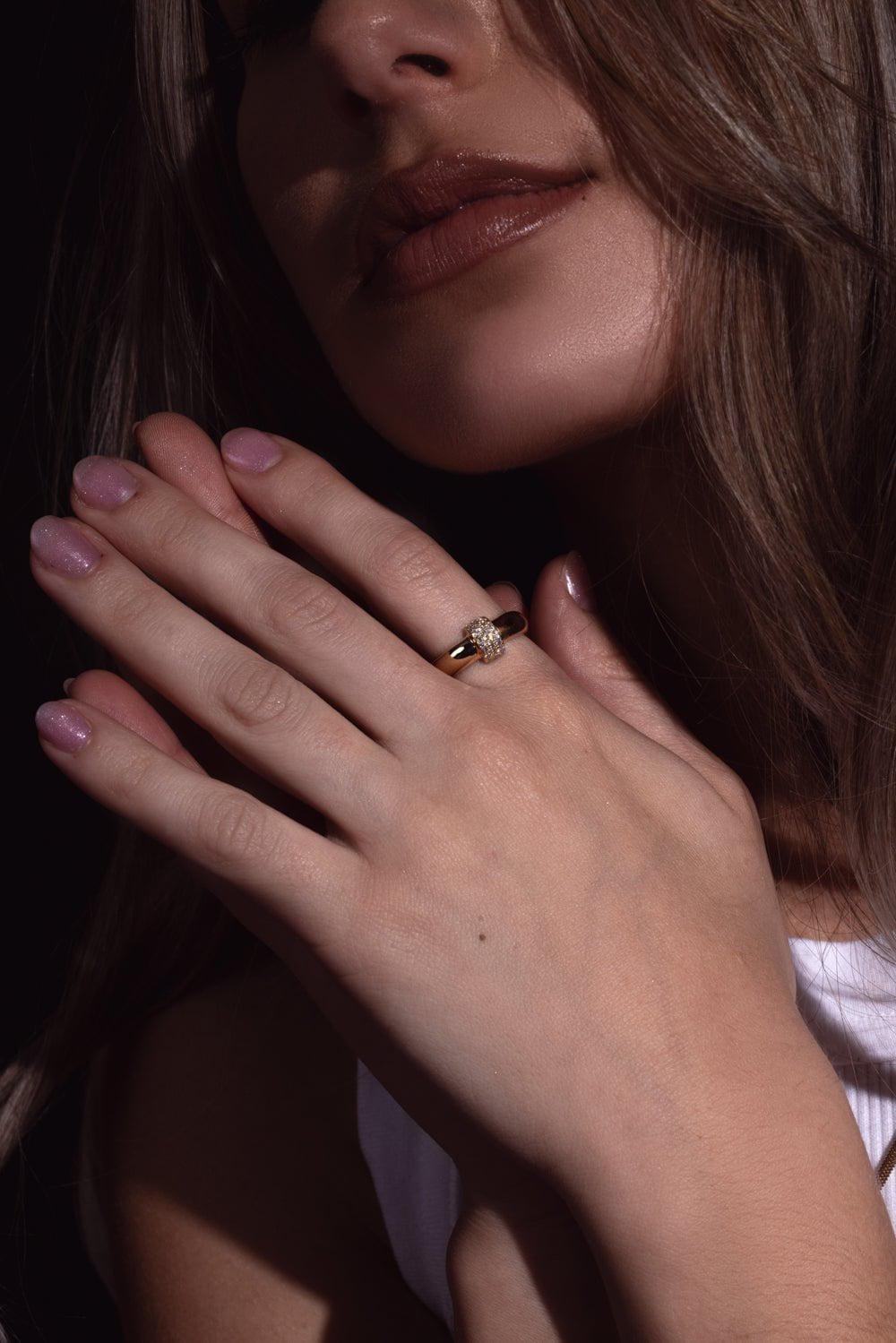 ZOE CHICCO-Door Kocker Half Round Ring-YELLOW GOLD