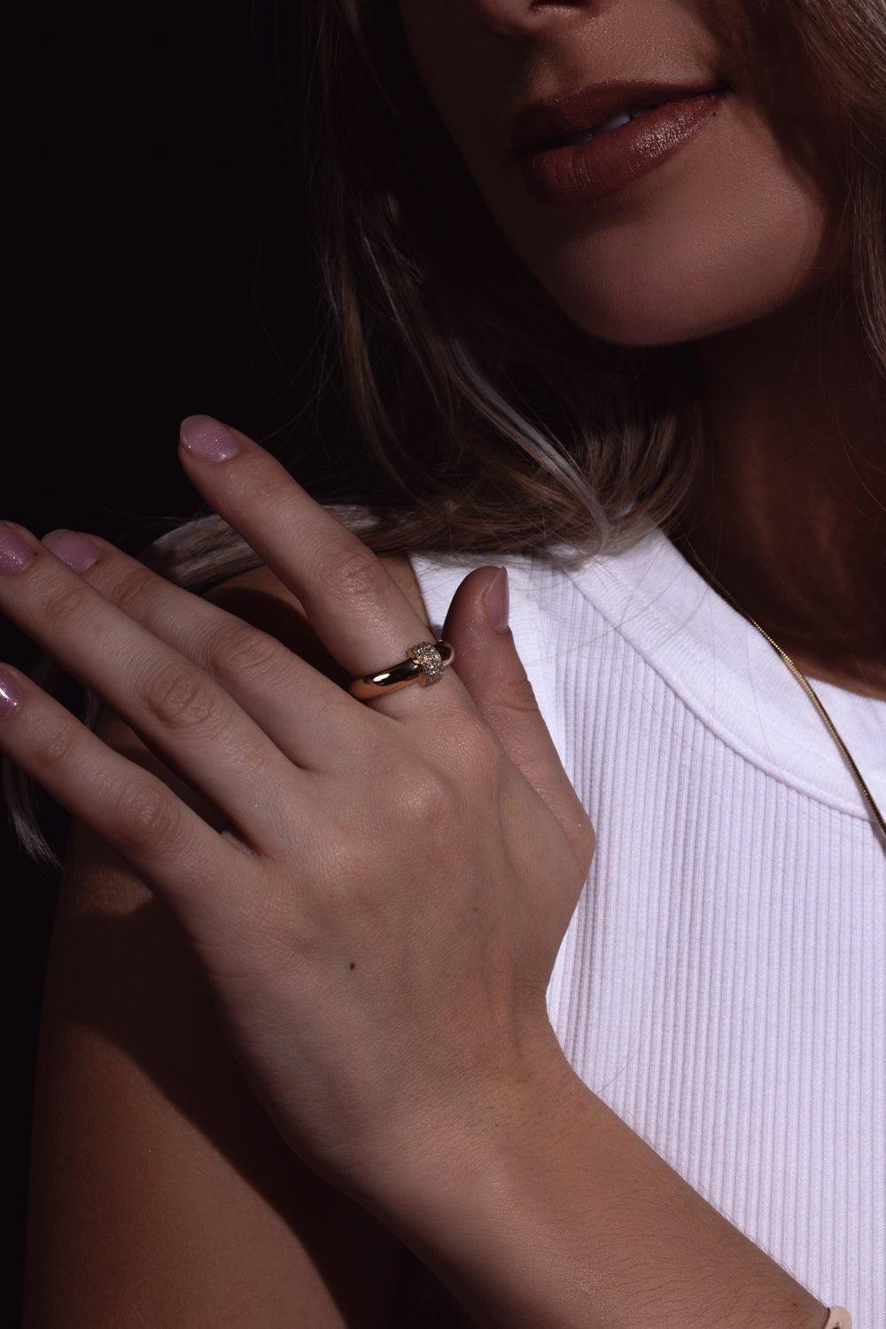 ZOE CHICCO-Door Kocker Half Round Ring-YELLOW GOLD