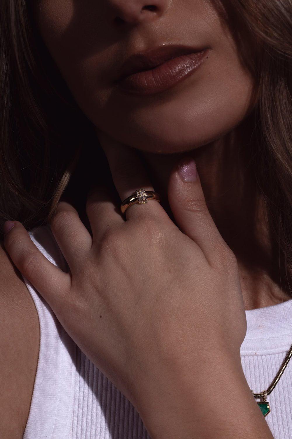 ZOE CHICCO-Door Kocker Half Round Ring-YELLOW GOLD