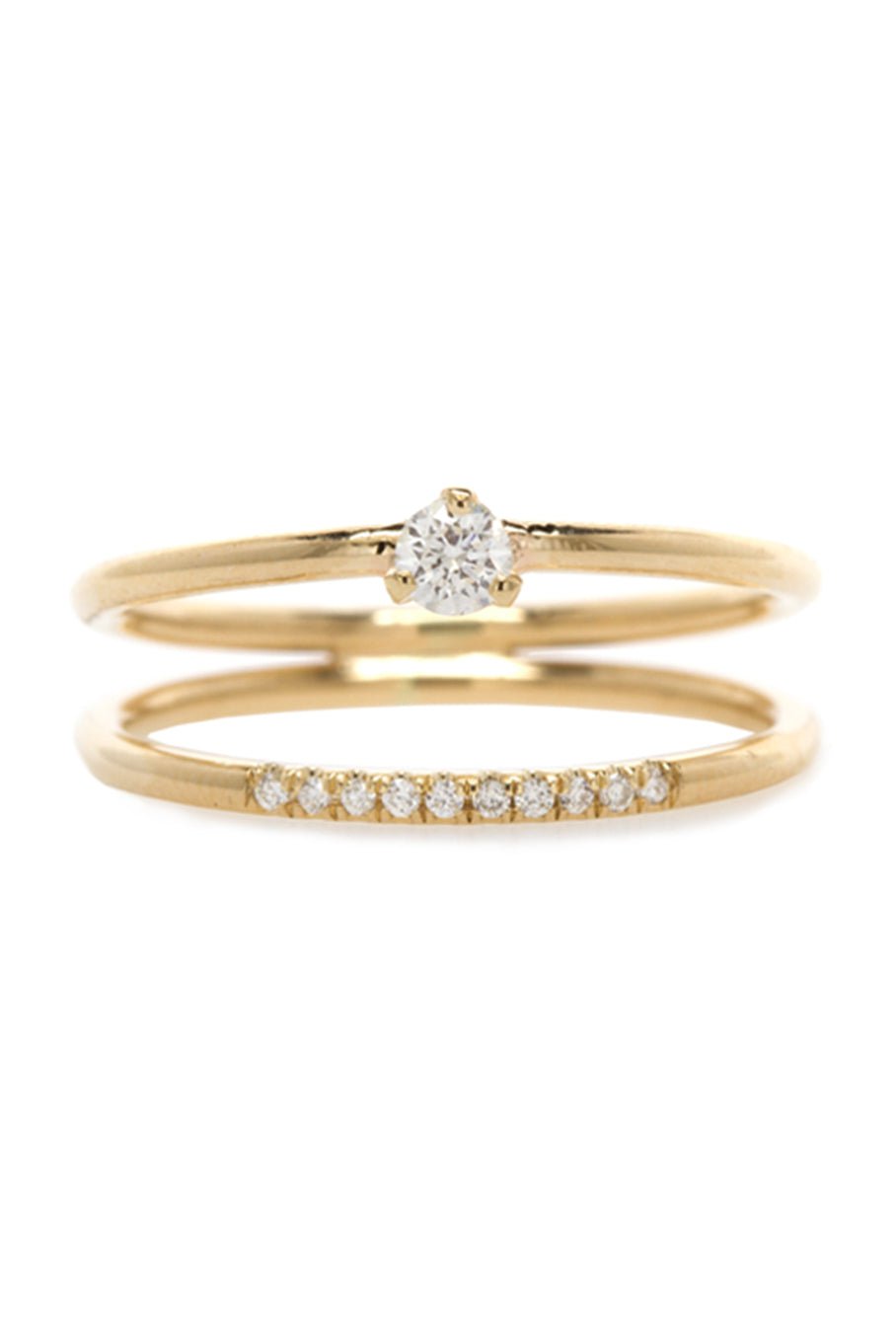ZOE CHICCO-Double Band Diamond Ring-YELLOW GOLD