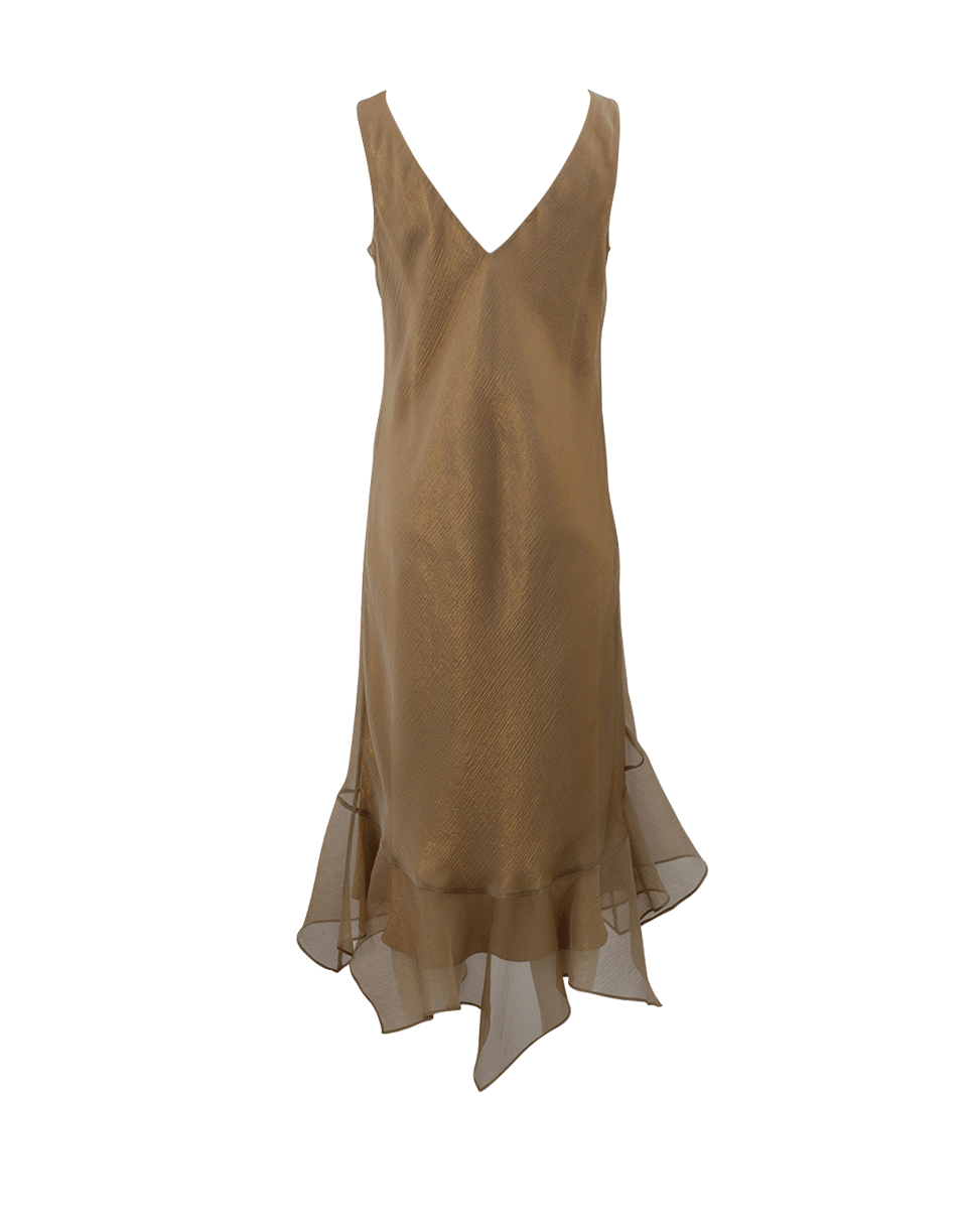 ZONDA NELLIS-Flutter Hem Dress-BRONZE