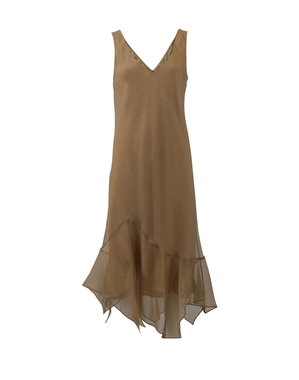 ZONDA NELLIS-Flutter Hem Dress-BRONZE