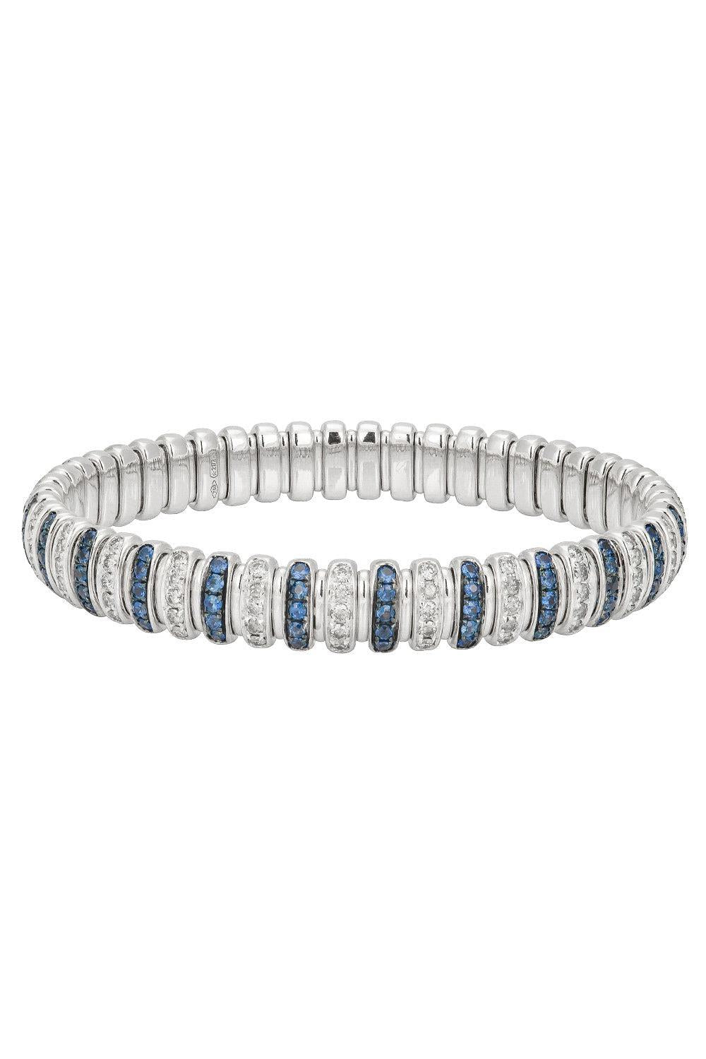 Blue Sapphire Diamond Canale Stretch Bracelet-WHITE GOLD-JEWELRYFINE JEWELBRACELET O-ZYDO
