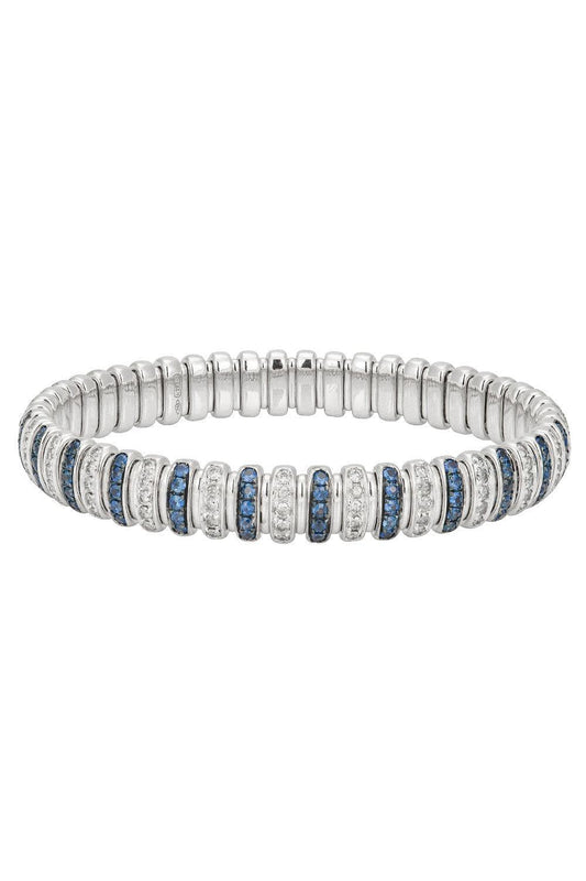 Blue Sapphire Diamond Canale Stretch Bracelet-WHITE GOLD-JEWELRYFINE JEWELBRACELET O-ZYDO