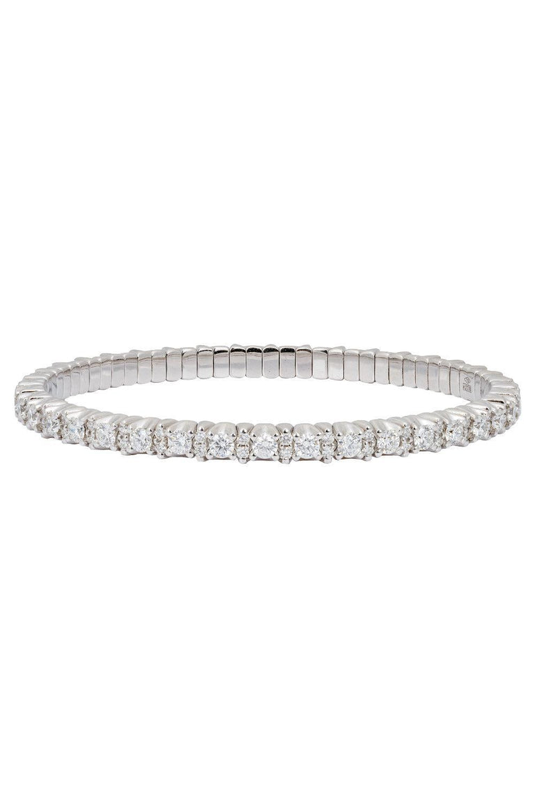 Diamond Alternating Stretch Bracelet - White Gold
