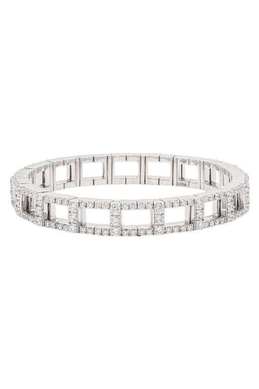 Diamond H Stretch Bracelet - White Gold-WHITE GOLD-JEWELRYFINE JEWELBRACELET O-ZYDO