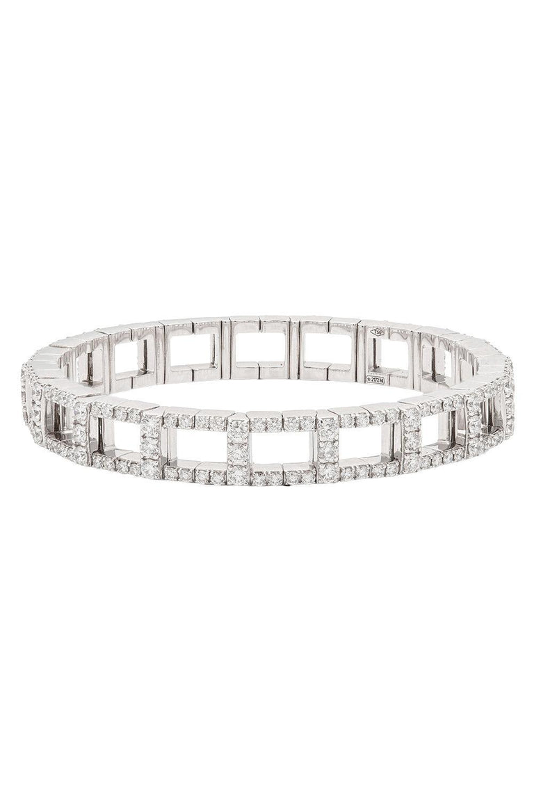 Diamond H Stretch Bracelet - White Gold