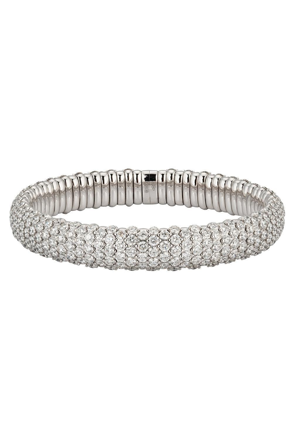 Diamond Medium Domed Stretch Bracelet-WHITE GOLD-JEWELRYFINE JEWELBRACELET O-ZYDO