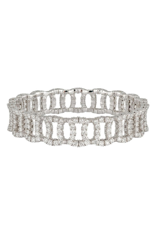 Diamond Parenthesis Stretch Bracelet-WHITE GOLD-JEWELRYFINE JEWELBRACELET O-ZYDO