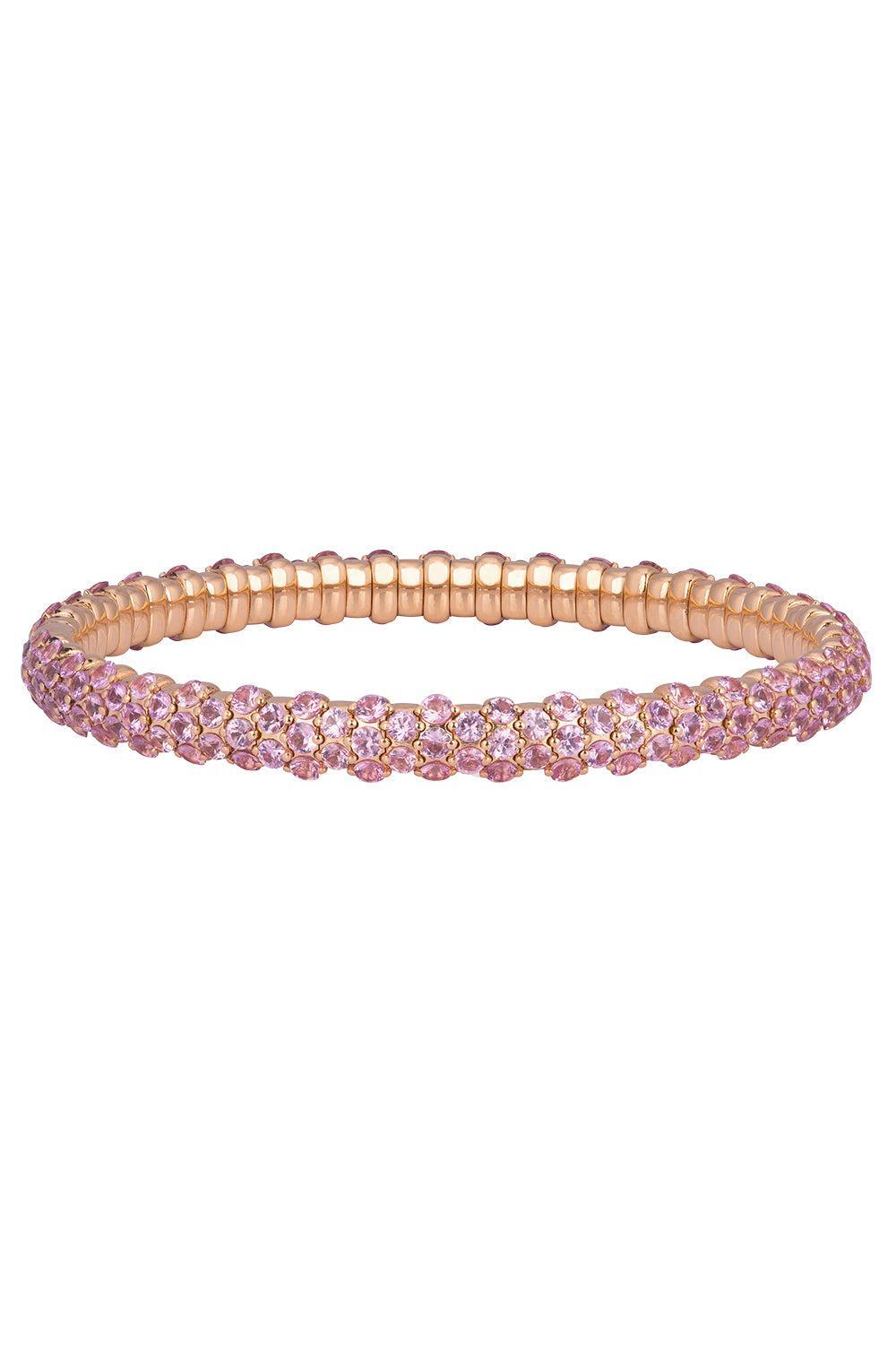 Pink Sapphire Slim Domed Stretch Bracelet-YELLOW GOLD-JEWELRYFINE JEWELBRACELET O-ZYDO
