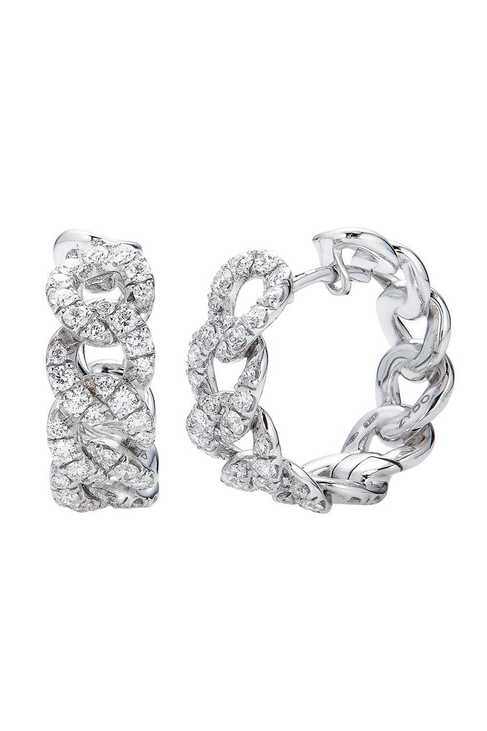 Diamond Cuban Chain Hoop Earrings-WHITE GOLD-JEWELRYFINE JEWELEARRING-ZYDO