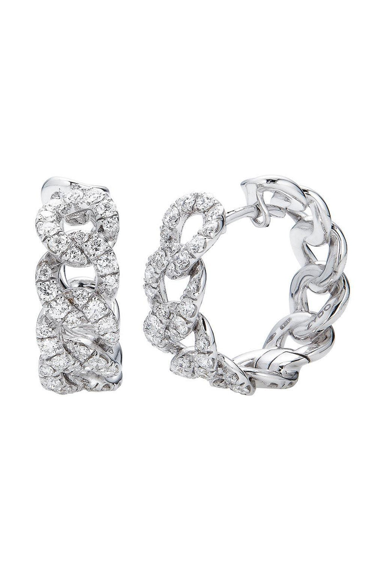 Diamond Cuban Chain Hoop Earrings