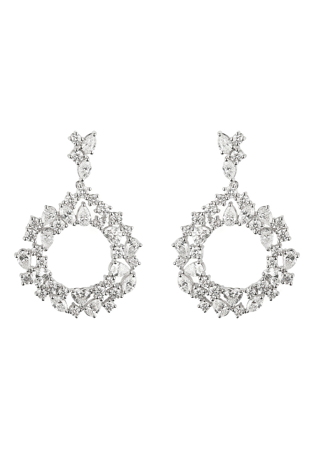 Diamond Loop Drop Earrings-WHITE GOLD-JEWELRYFINE JEWELEARRING-ZYDO