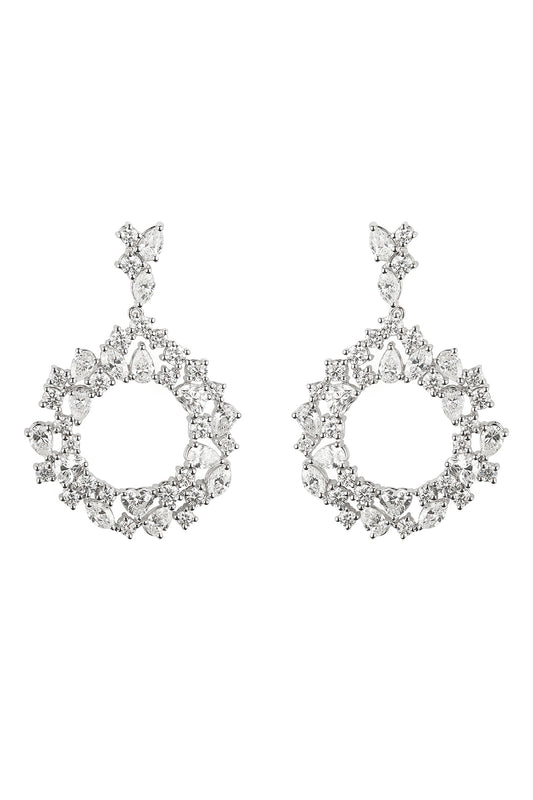 Diamond Loop Drop Earrings-WHITE GOLD-JEWELRYFINE JEWELEARRING-ZYDO