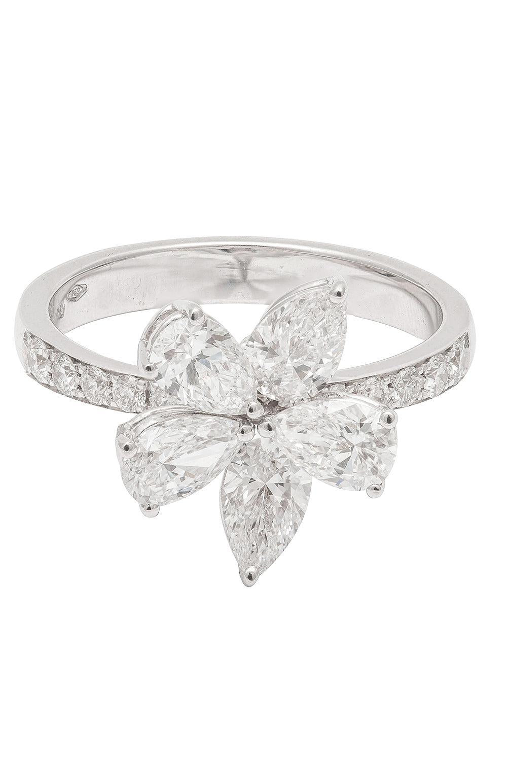Diamond Flower Ring - White Gold-WHITE GOLD-6.5-JEWELRYFINE JEWELRING-ZYDO