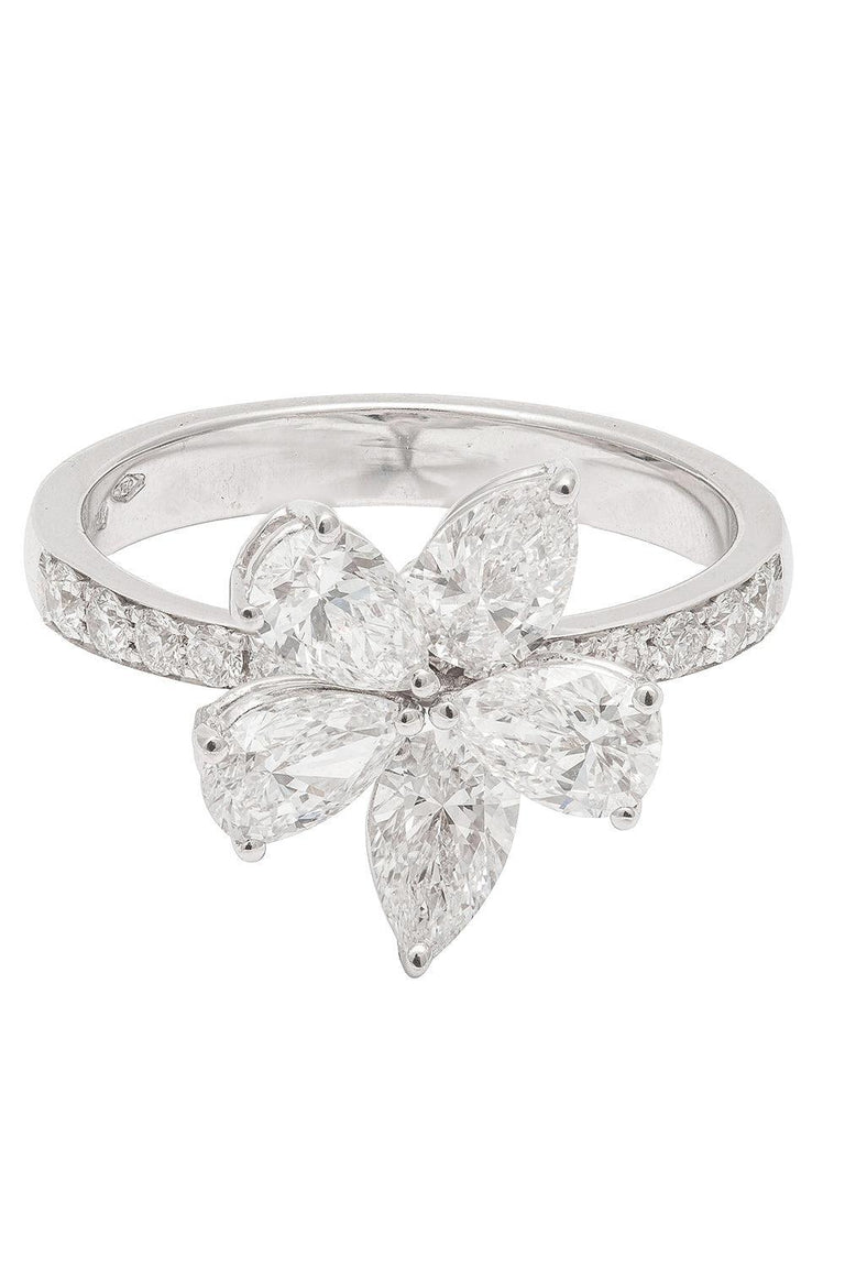 Diamond Flower Ring - White Gold