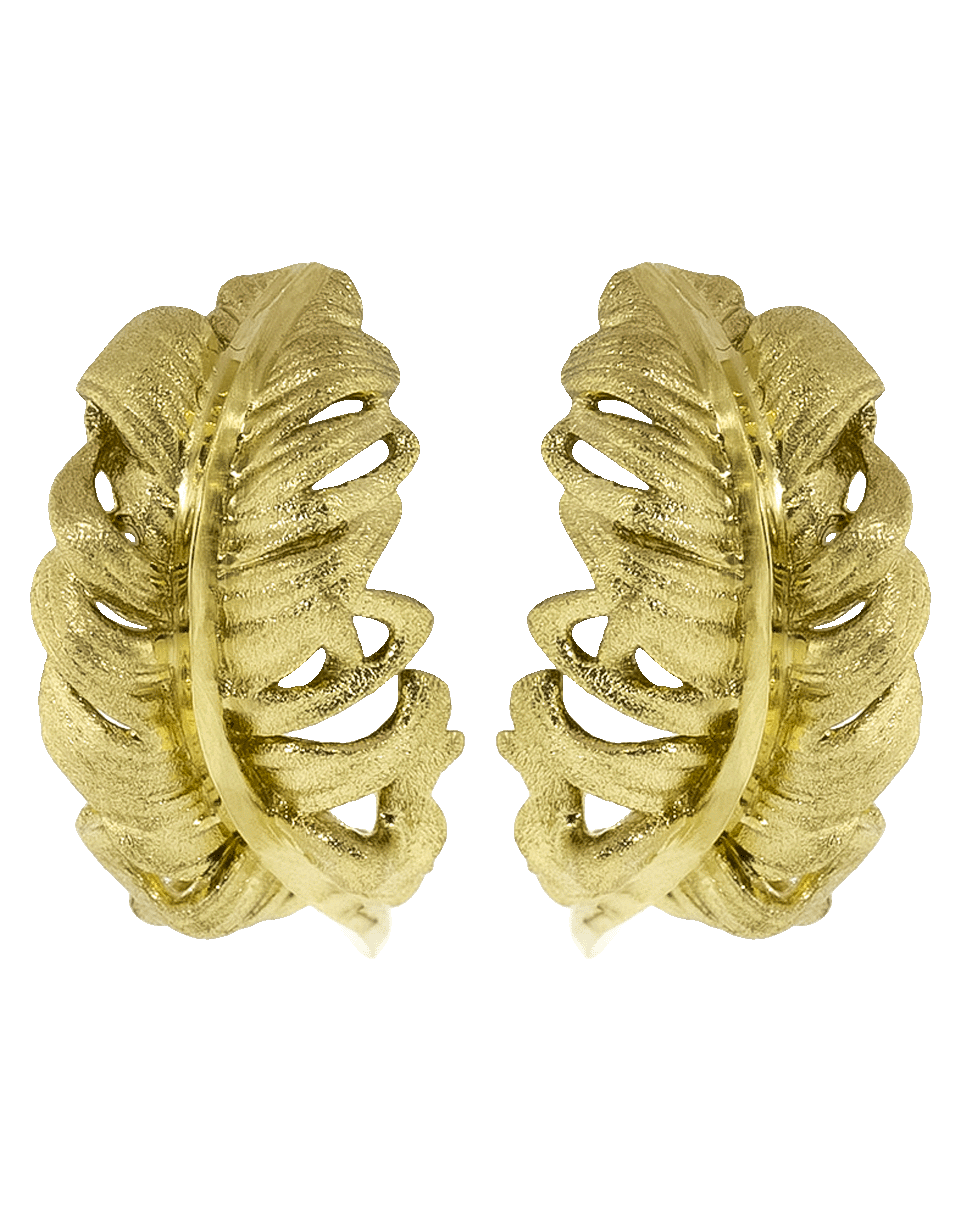ADAM FOSTER-Plume Collection Feather Earrings-YELLOW GOLD