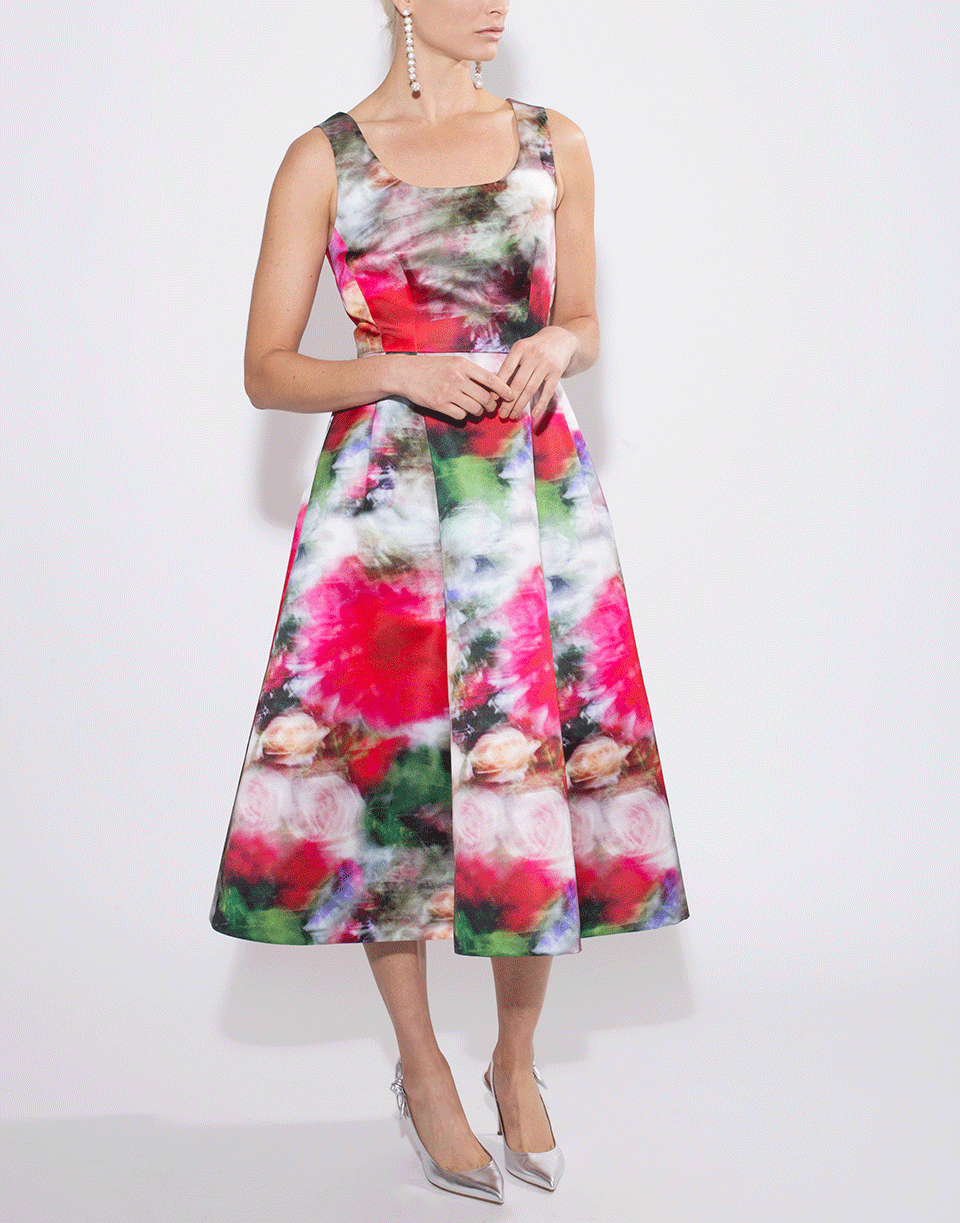 Floral Print Fluted Dress CLOTHINGDRESSEVENING ADAM LIPPES   