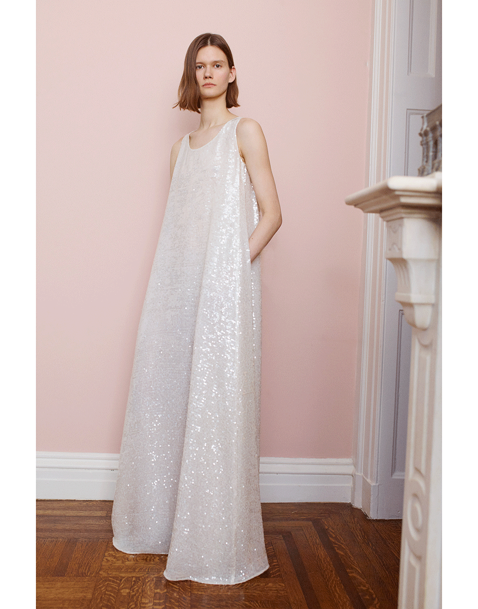 ADAM LIPPES-Sequined Embroidered Knot Gown-IVORY