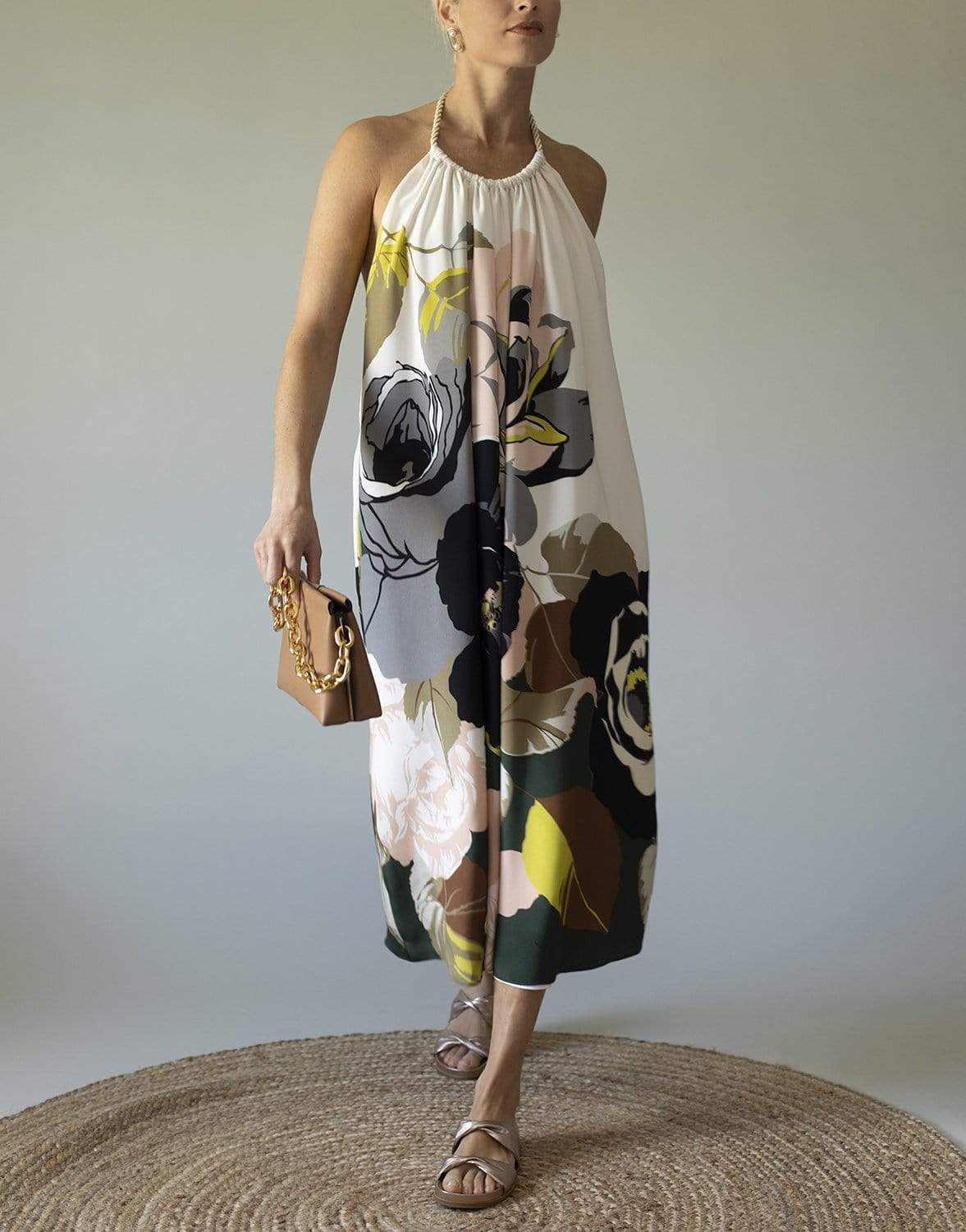 ADAM LIPPES-Halter Dress in Printed Crepe-