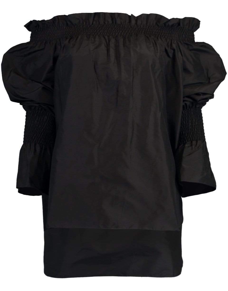 ADAM LIPPES-Black Tafetta Off-The-Shoulder Top-