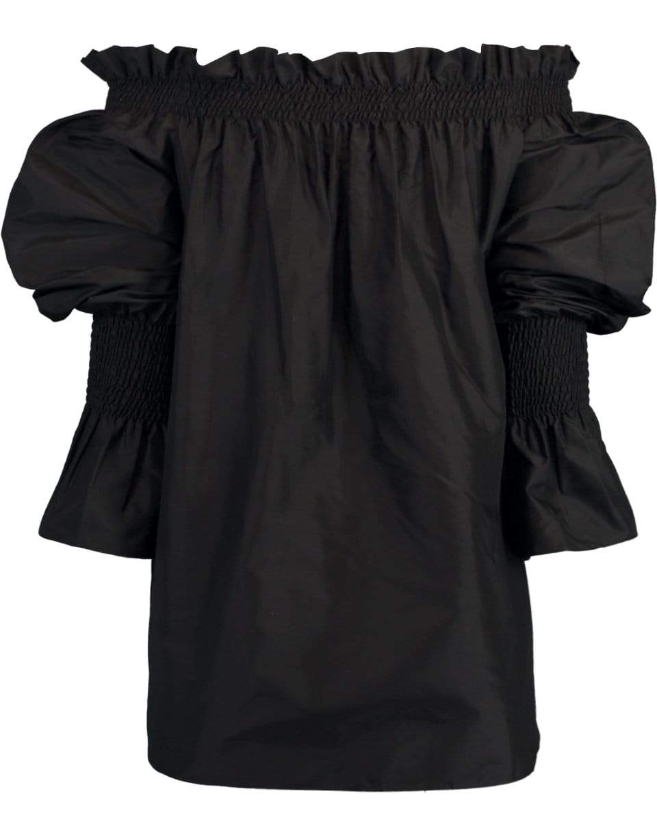 ADAM LIPPES-Black Tafetta Off-The-Shoulder Top-