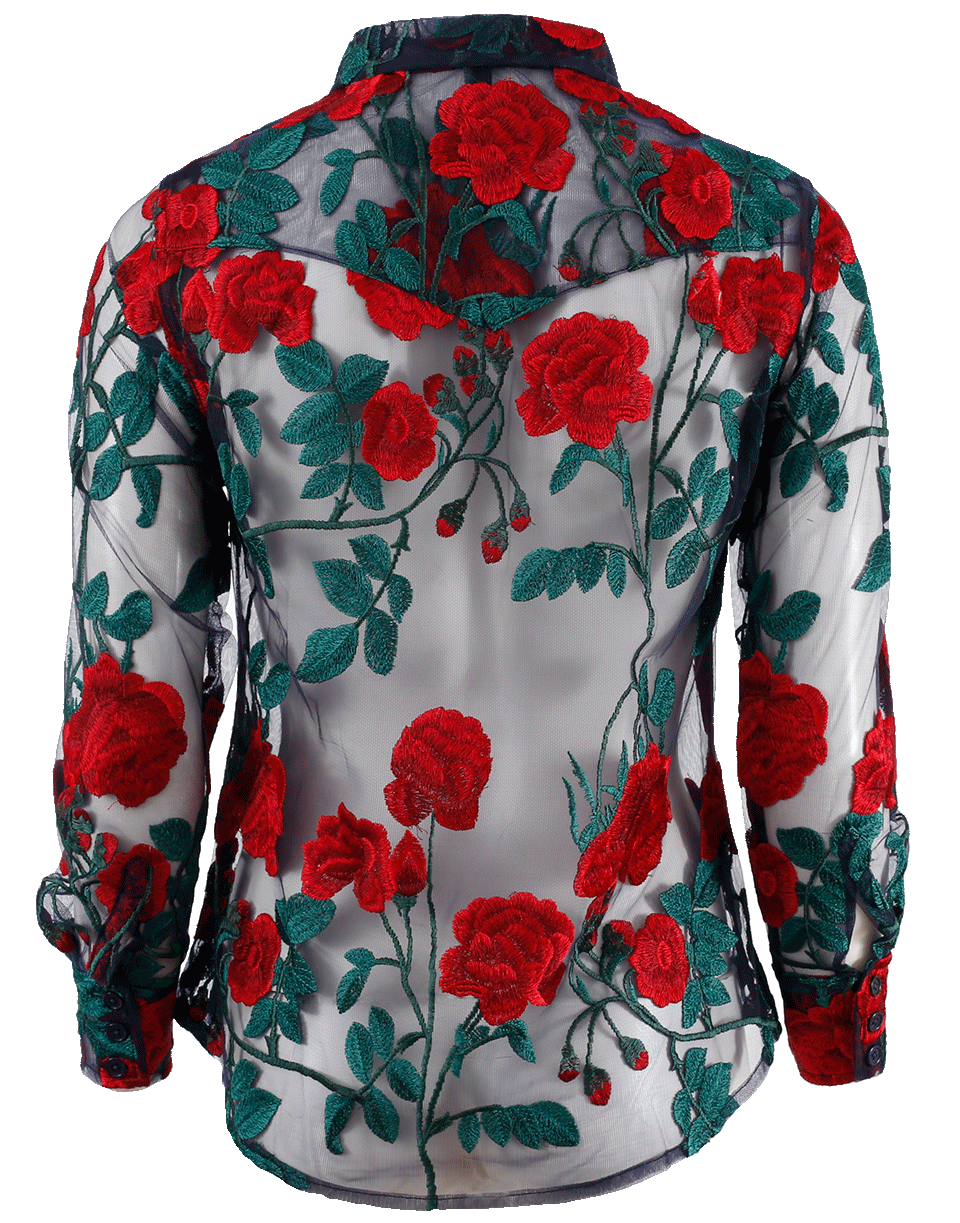ADAM SELMAN-Cowgirl Embroidered Tulle Shirt-