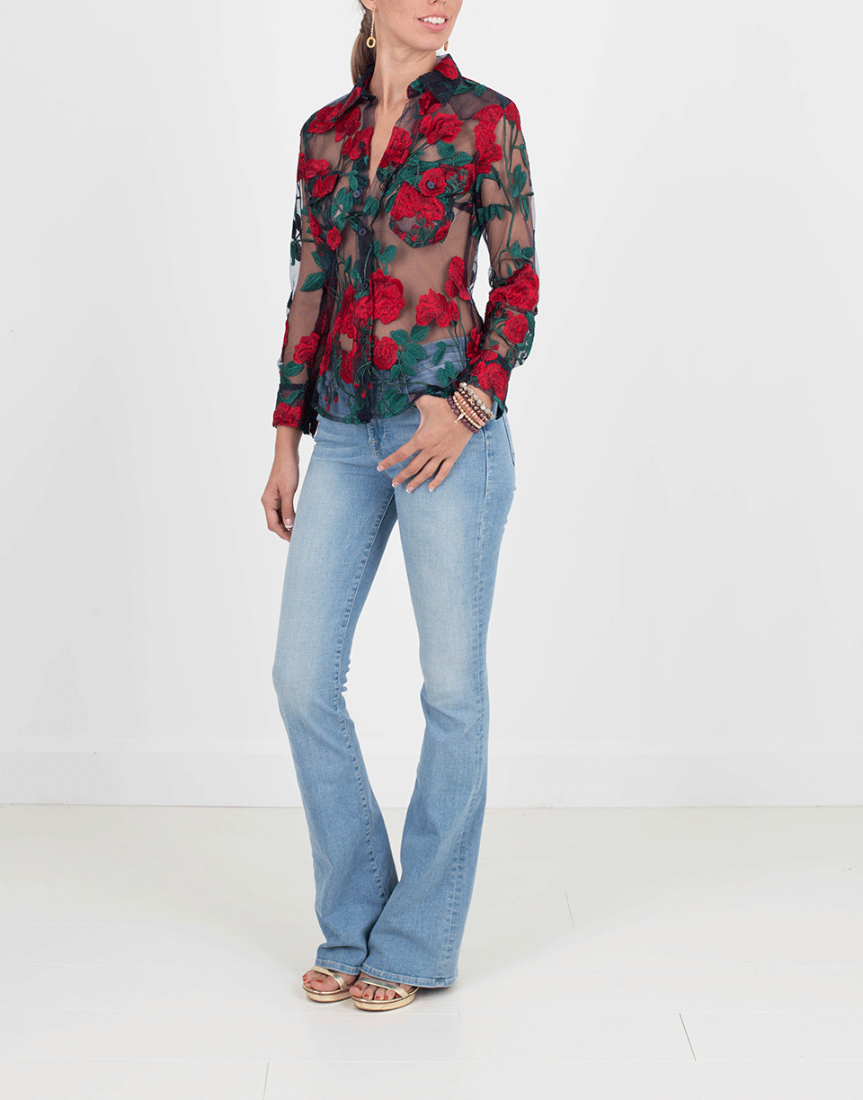 Cowgirl Embroidered Tulle Shirt CLOTHINGTOPMISC ADAM SELMAN   