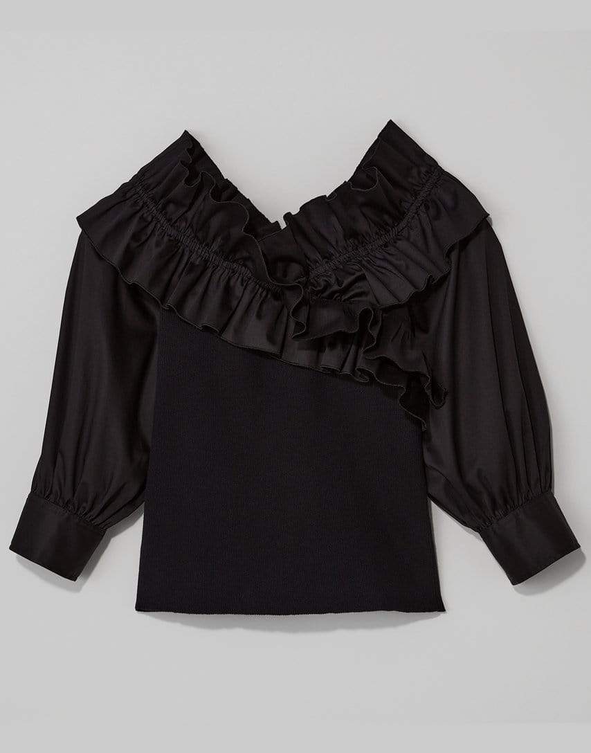 Black Daisy Knit Top CLOTHINGTOPKNITS ADEAM   