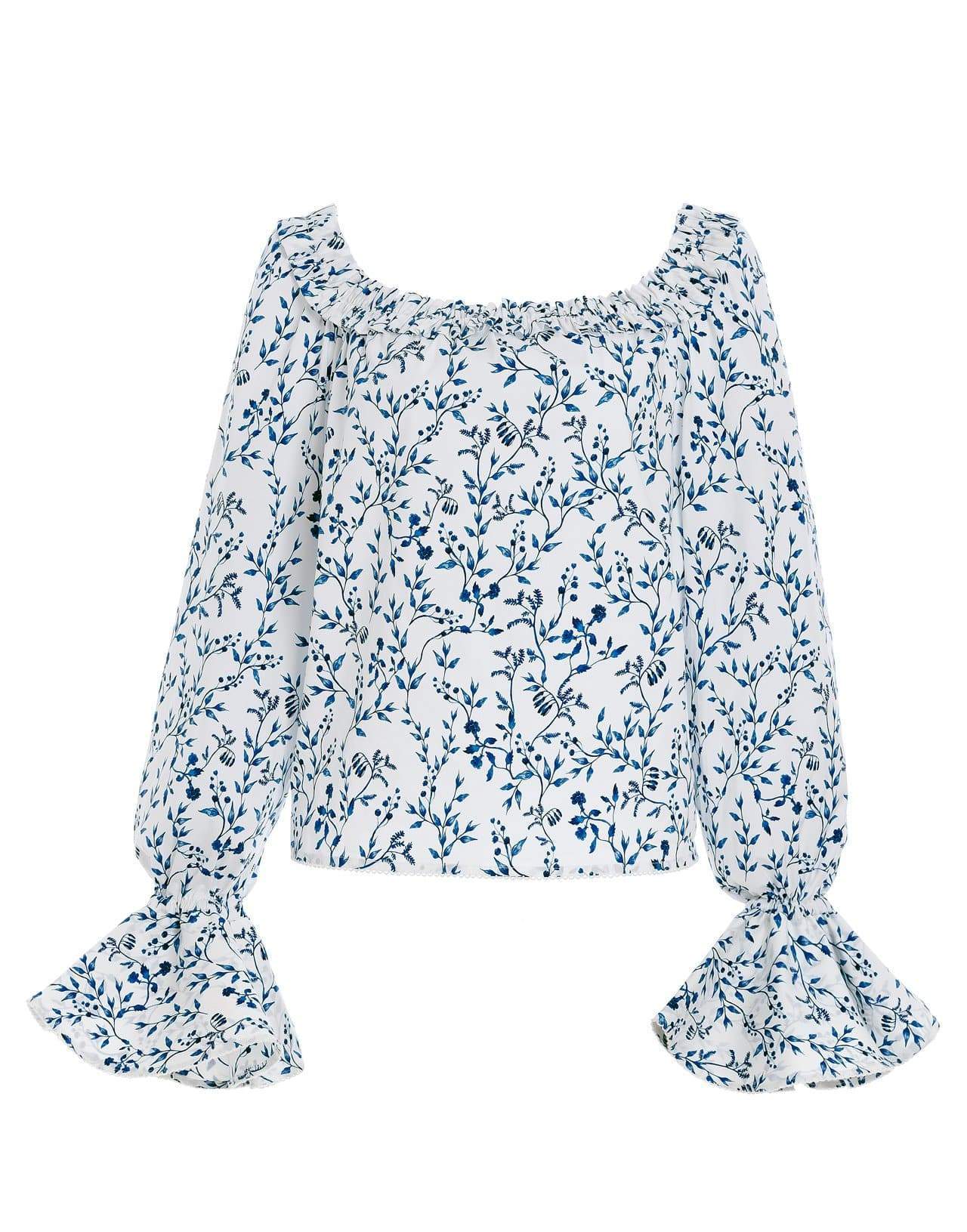 AGUA BY AGUA BENDITA-Pina Off-The-Shoulder Floral Blouse-
