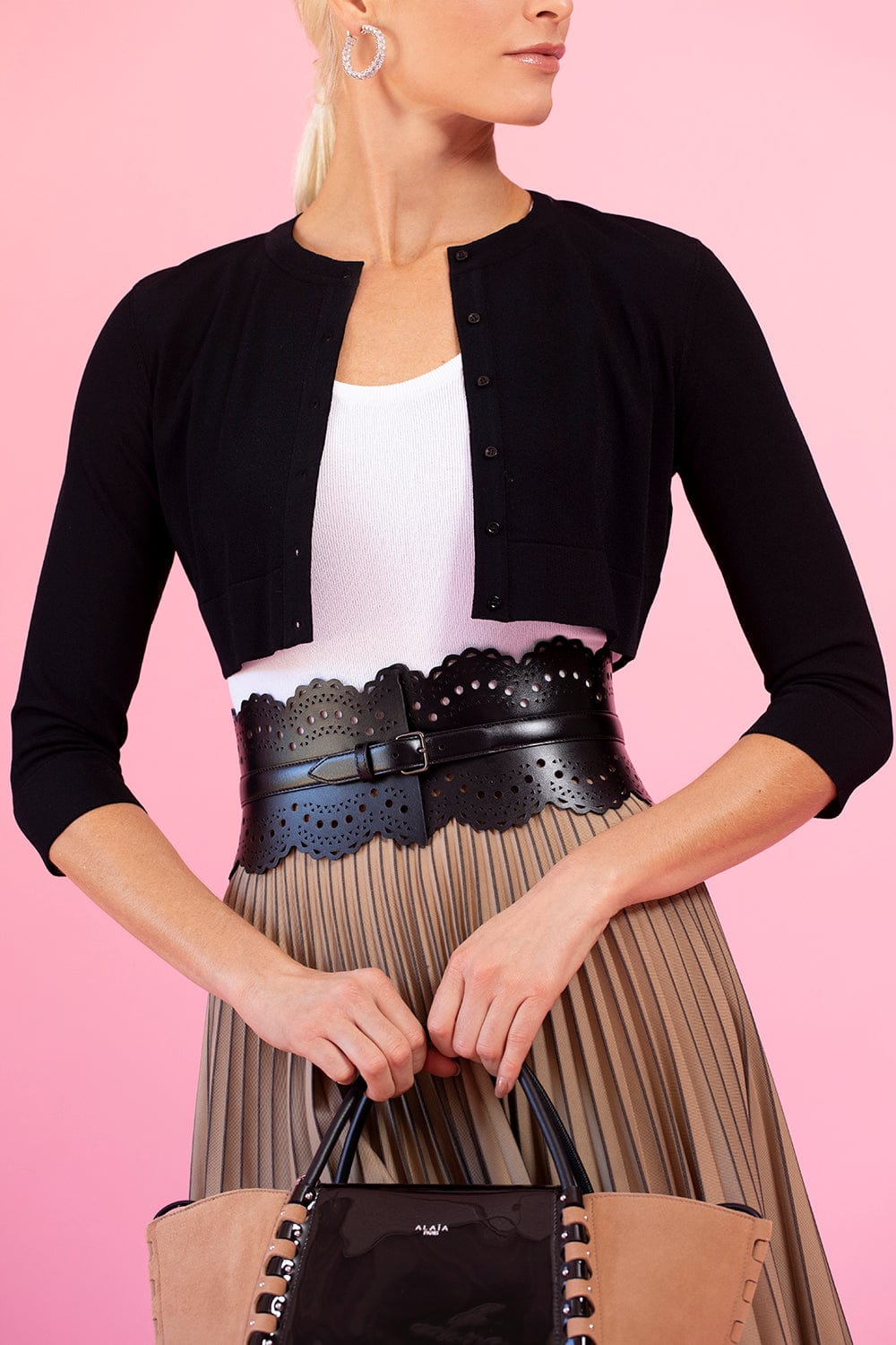 ALAÏA Cutout leather waist belt