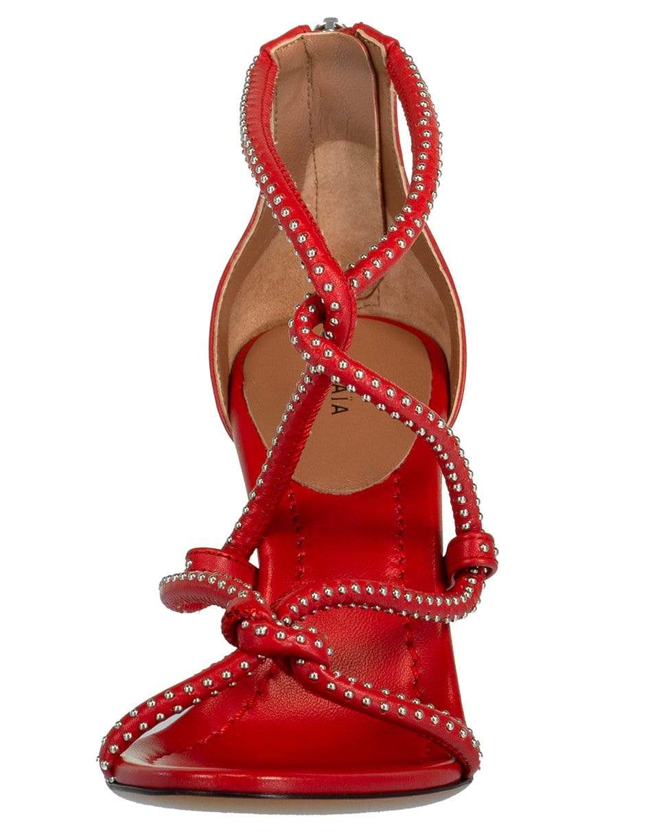 ALAÏA-Red Strappy Stud Sandal-
