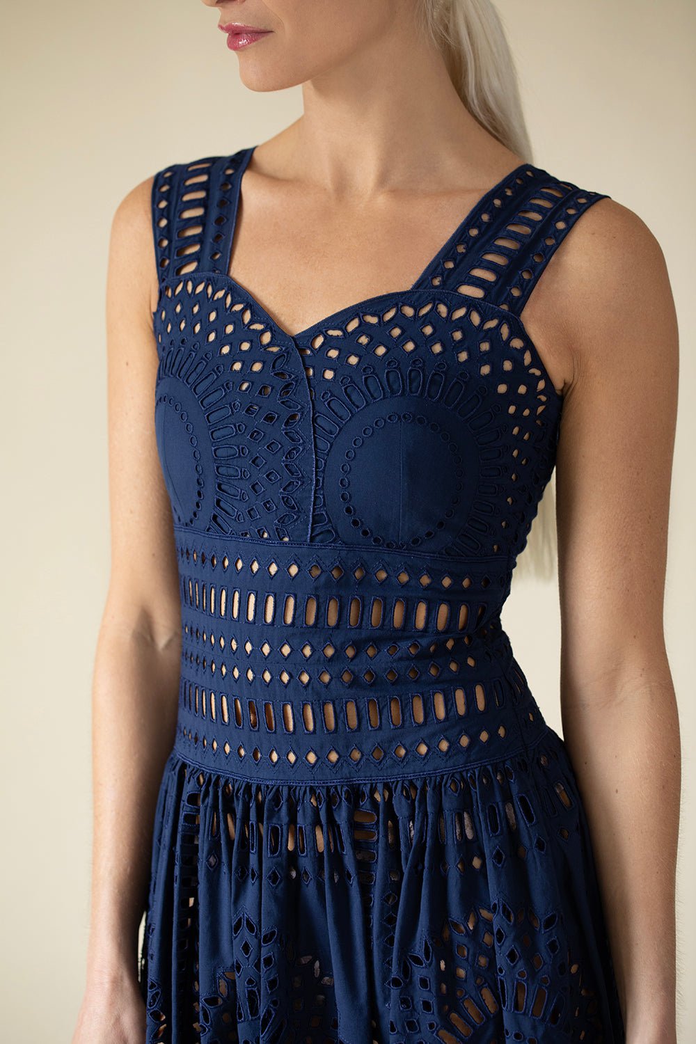 ALBERTA FERRETTI-Eyelet Maxi Dress-