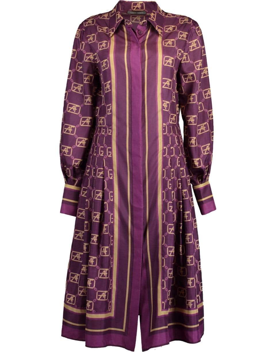 ALBERTA FERRETTI-Fantasy Violet AF Silk Printed Shirt Dress-