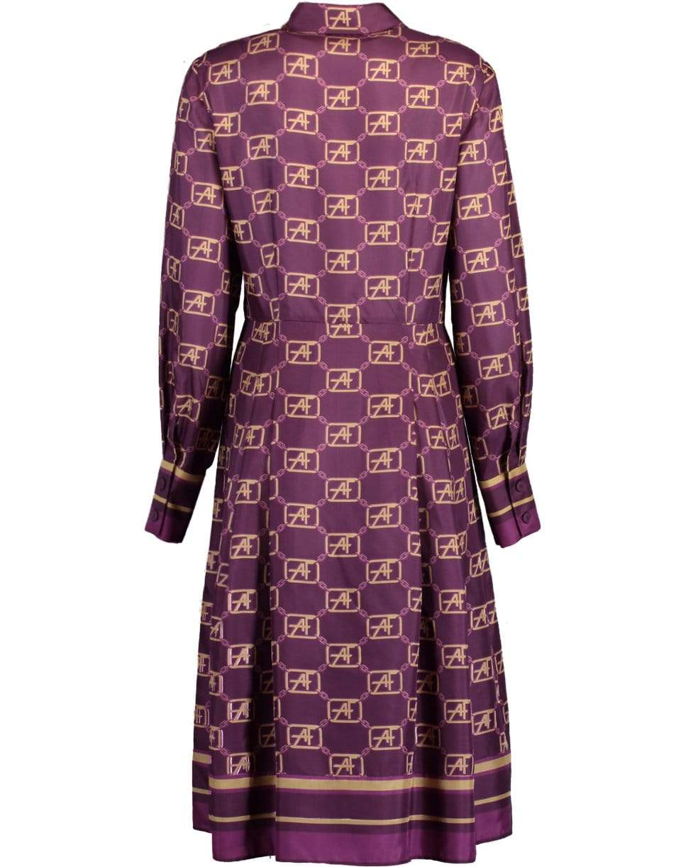 ALBERTA FERRETTI-Fantasy Violet AF Silk Printed Shirt Dress-