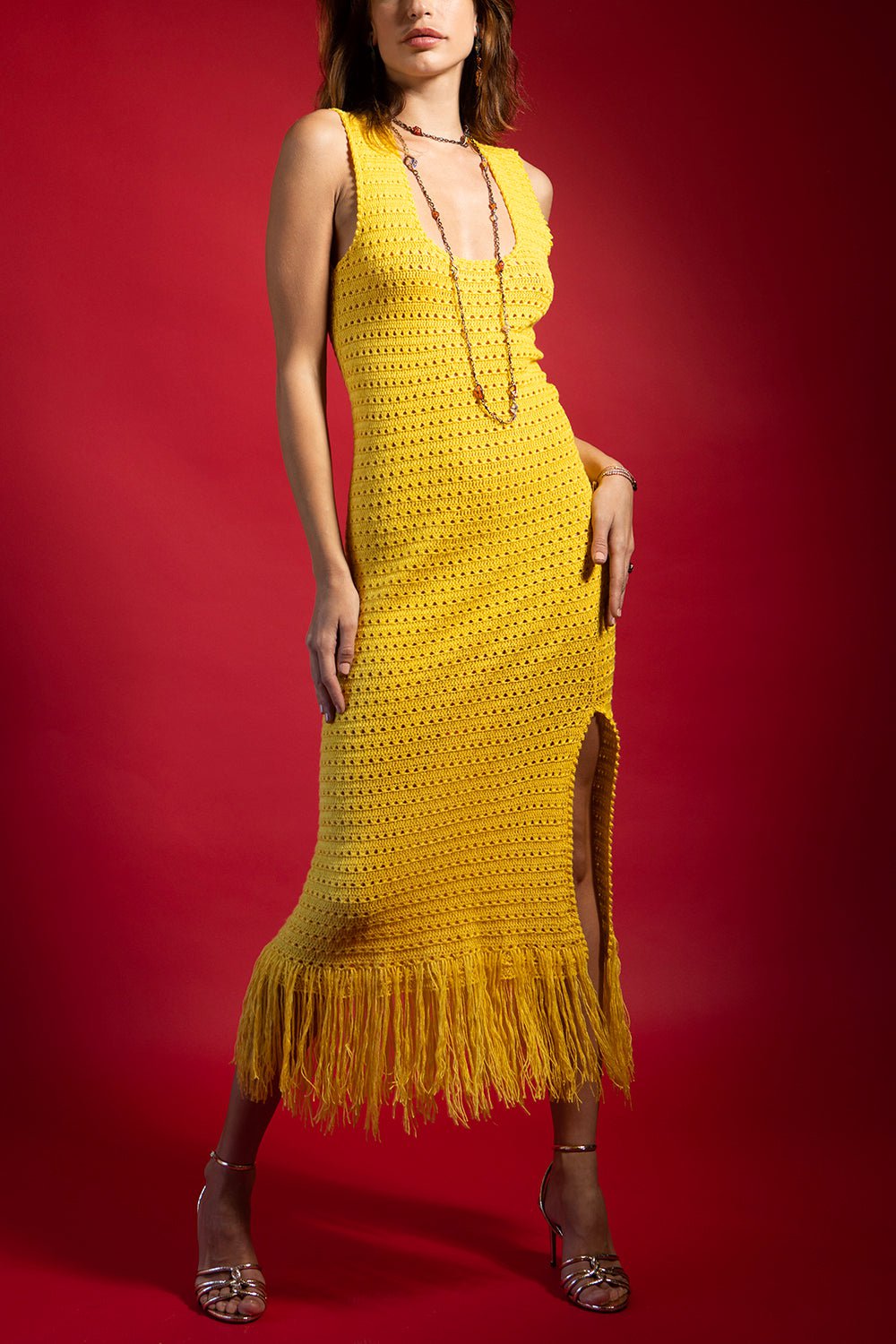 ALEJANDRA ALONSO ROJAS-Knit Fringe Dress-